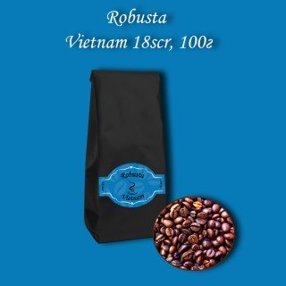 Кава зернова Robusta Vietnam 18scr (Робуста В’єтнам) 100г.  БЕЗКОШТОВНА ДОСТАВКА від 1кг!